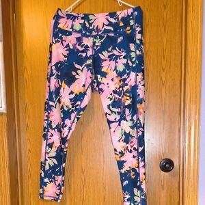 Tek Gear Women's Floral Joggers - Pink and Navy